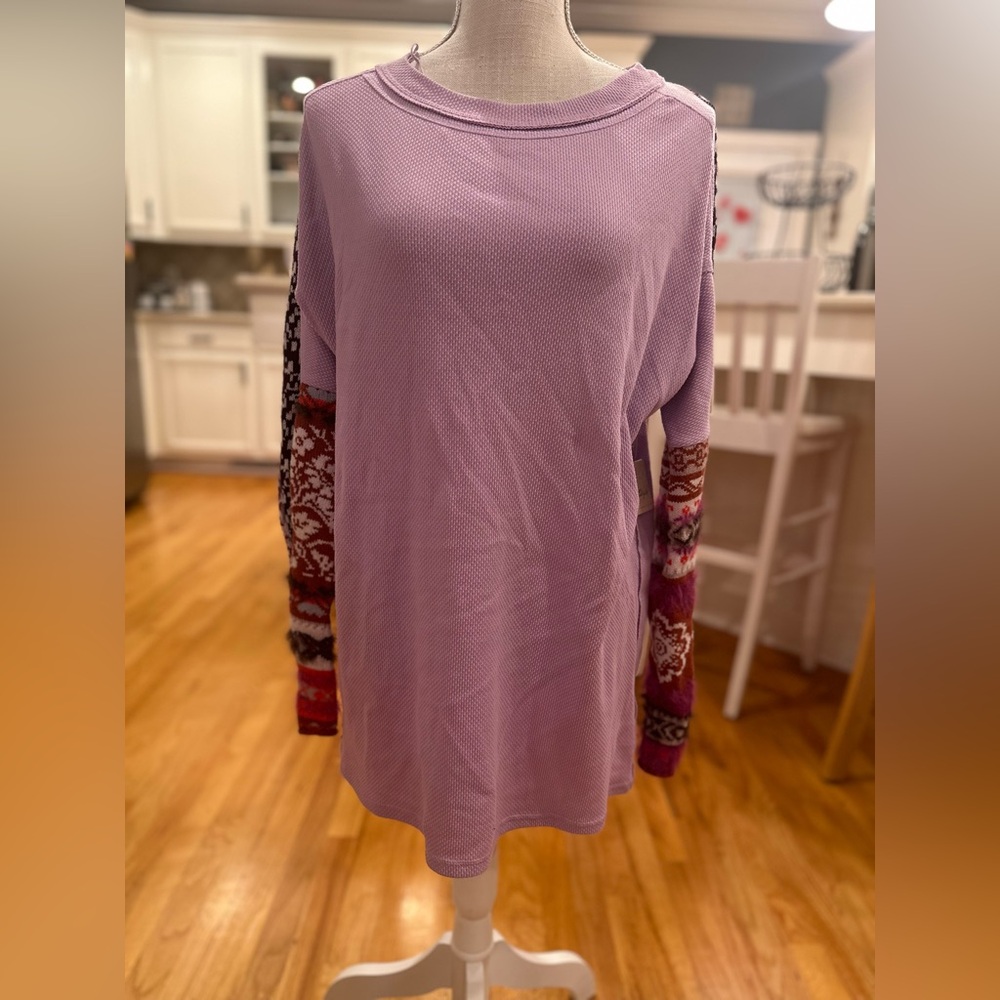 *******Free People pale purple thermal tunic shirt dress